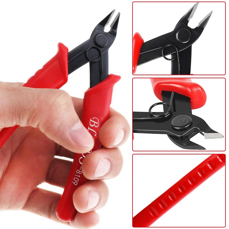 BLEDS Flush Cutter, Wire Cutters, BS-8109 Soft Wire Cutter Pliers Precision Micro Cutter Anti-Slip Flush Cutter for Electronics Aluminum Jewelry 3D Printing Copper Wire Cables Floral - Image 4